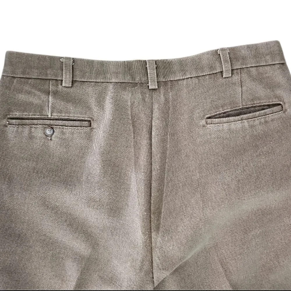 Men’s Tan Textured Dress Pants 34x28 Classic Khaki Work Trousers Timeless